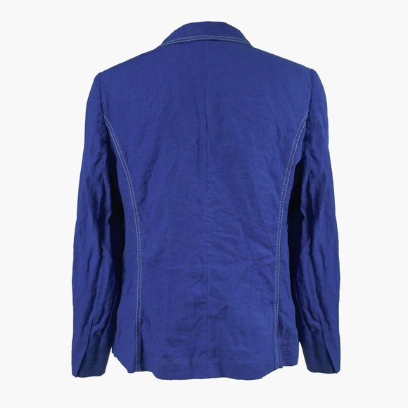 MARINA RINALDI Linen Blazer Single Button Closure Partial Lining Size US 18 - Picture 2 of 10